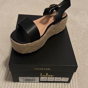 Brand New Lulu's Black Platform Sandals, 8